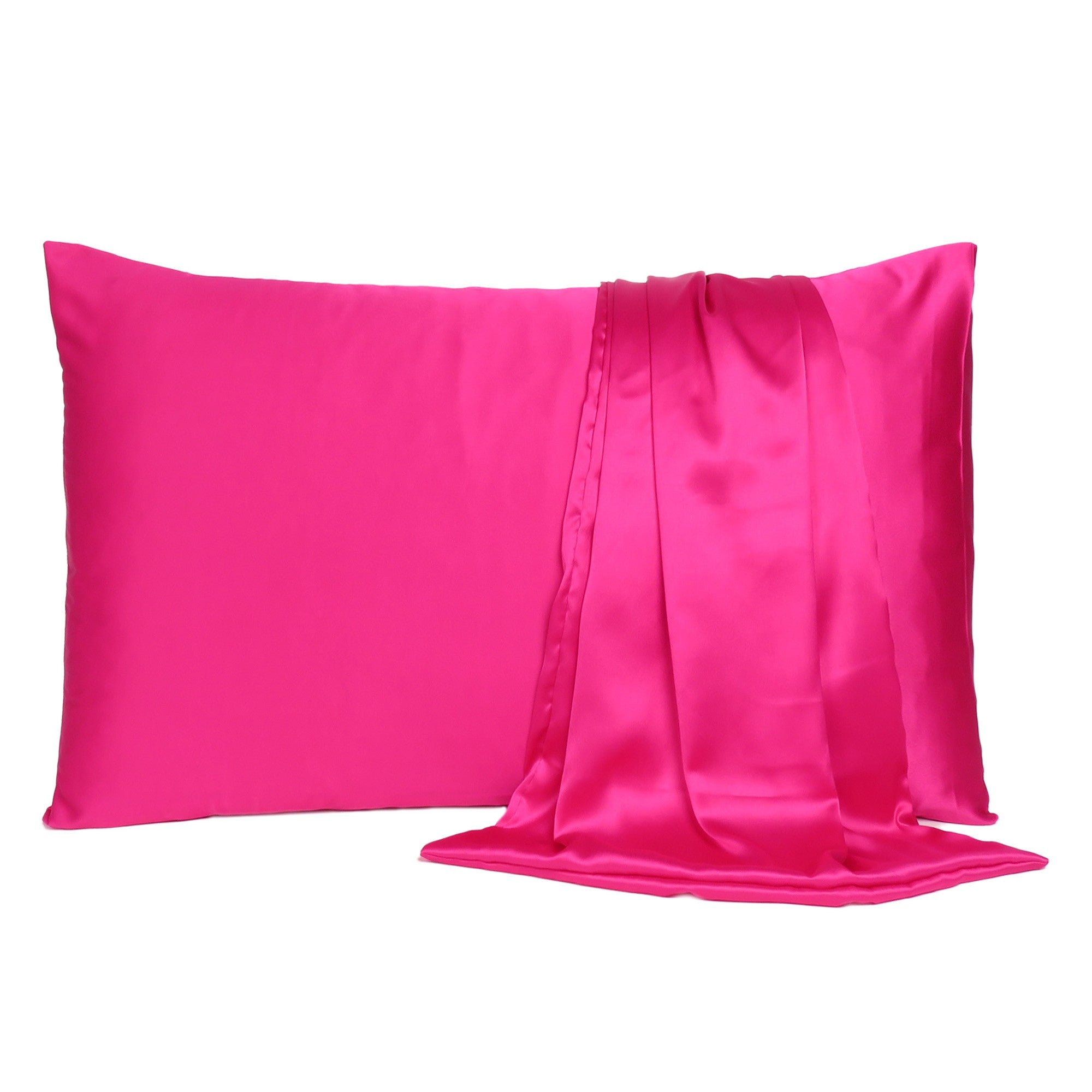 Fuchsia Dreamy Set Of 2 Silky Satin King Pillowcases - Tuesday Morning-Bed Sheets