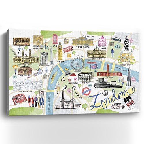 Fun Illustrated London Map Unframed Print Wall Art - Tuesday Morning-Wall Art