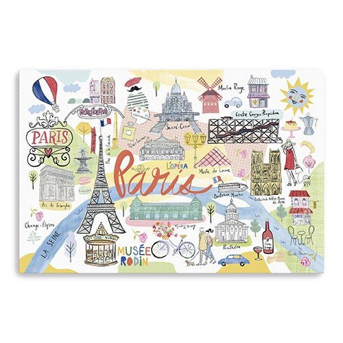 Fun-Illustrated-Paris-Map-Unframed-Print-Wall-Art-Wall-Art