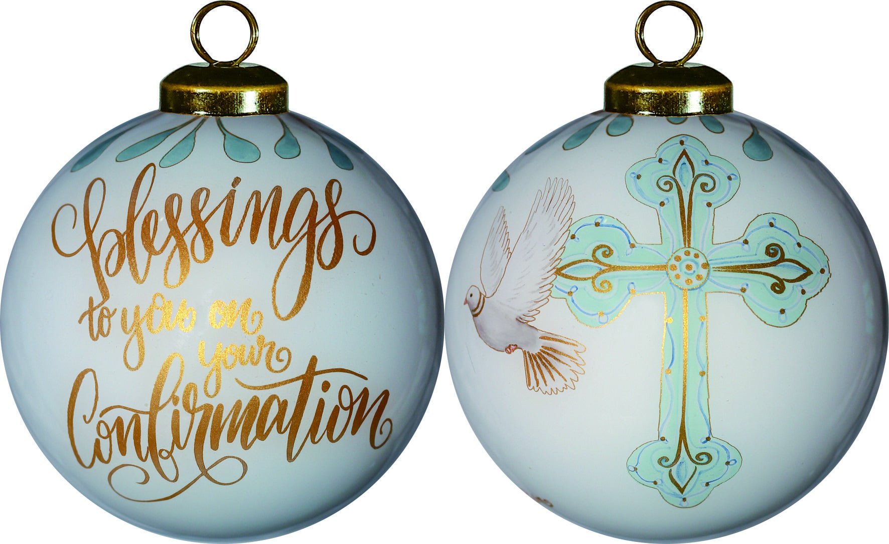 Gold-Confirmation-Hand-Painted-Mouth-Blown-Glass-Ornament-Christmas-Ornaments