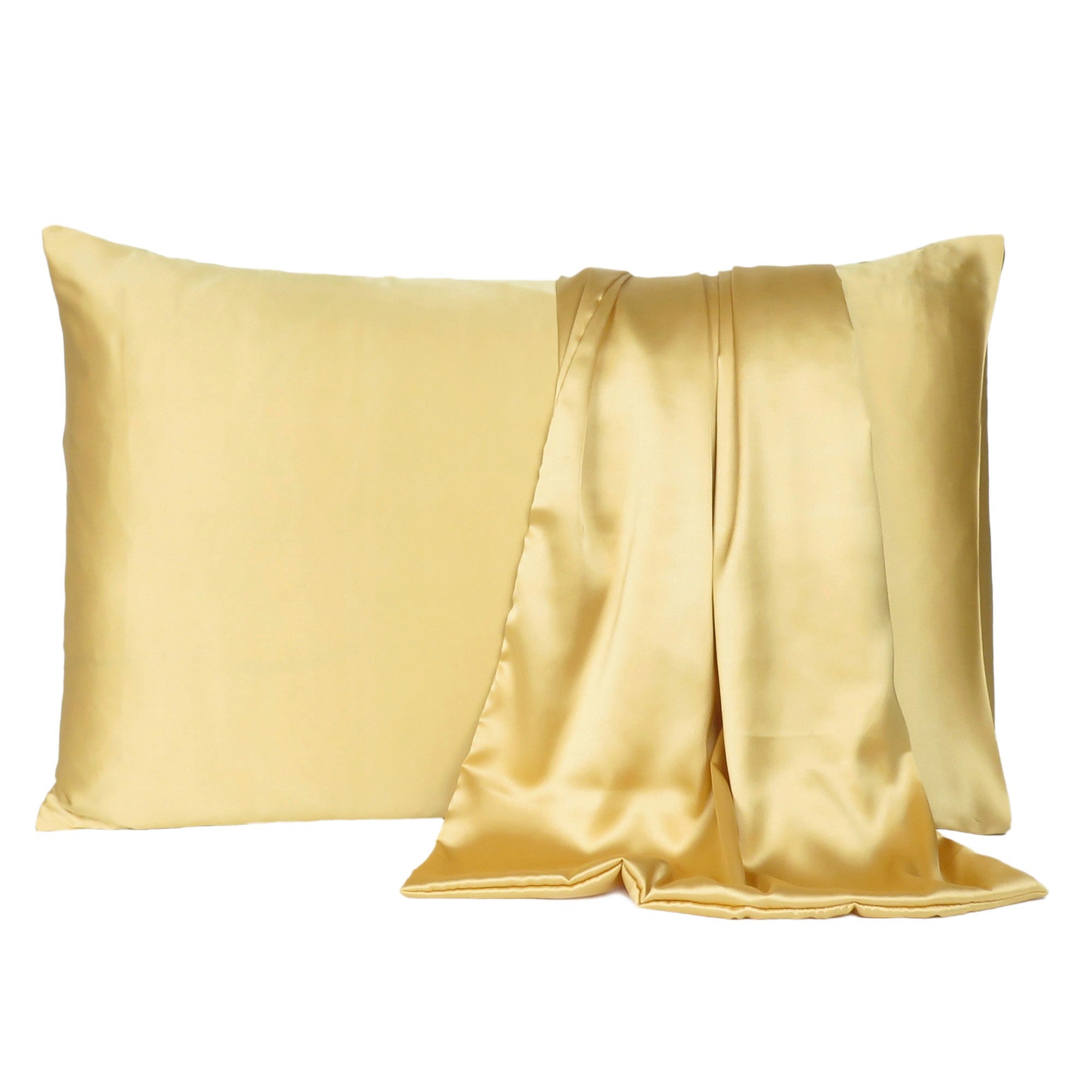 Gold Dreamy Set Of 2 Silky Satin King Pillowcases - Tuesday Morning-Bed Sheets