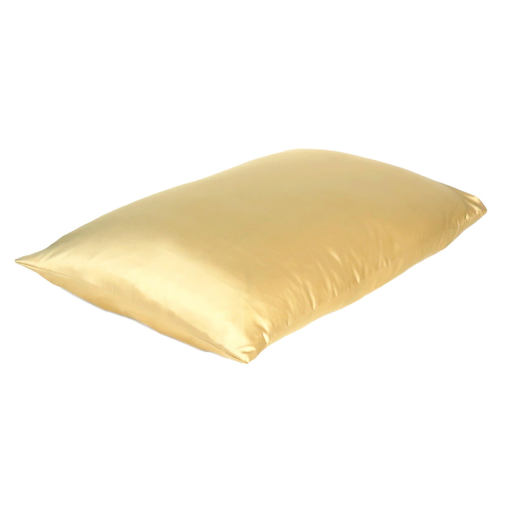 Gold Dreamy Set Of 2 Silky Satin King Pillowcases - Tuesday Morning-Bed Sheets