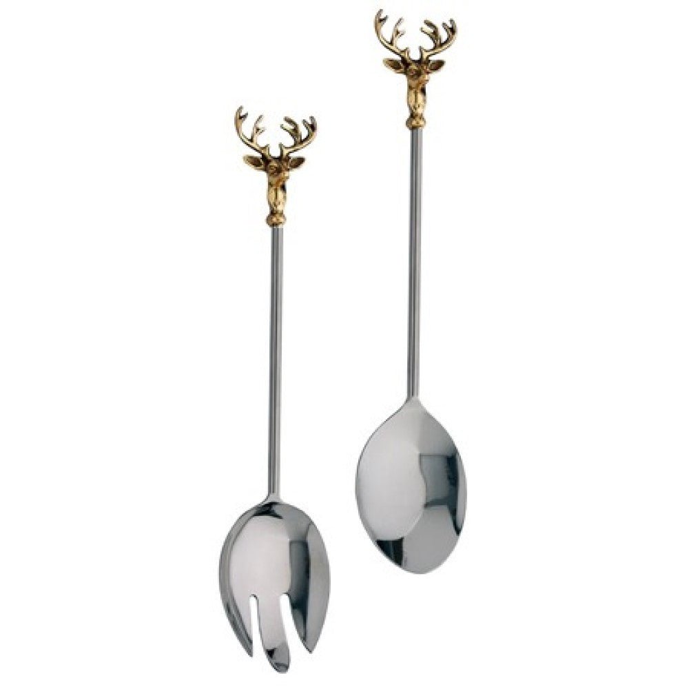 Golden Stag Salad Serving Set - Tuesday Morning-Dinnerware