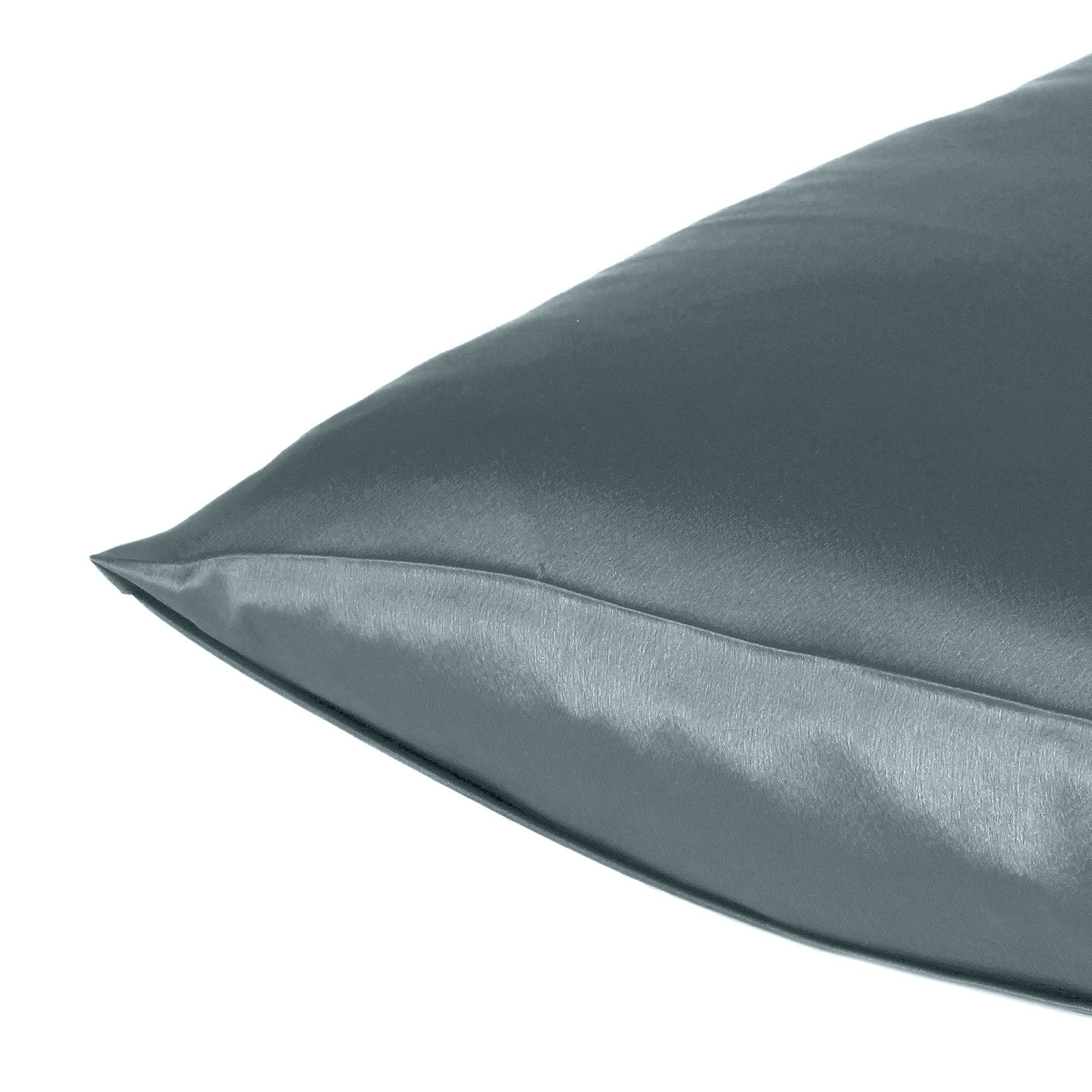 Gray Dreamy Set Of 2 Silky Satin Queen Pillowcases - Tuesday Morning-Bed Sheets