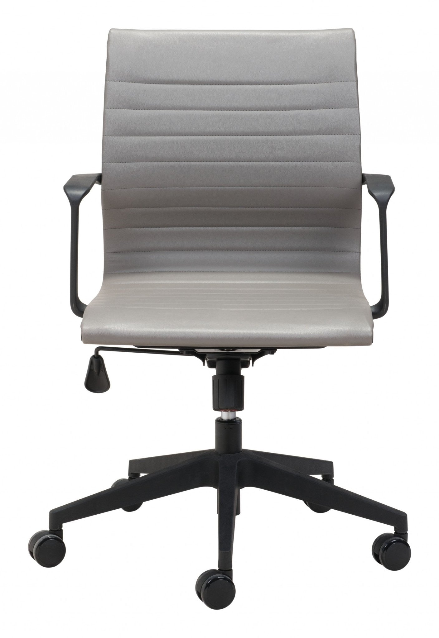Gray Faux Leather Seat Swivel Adjustable Task Chair Metal Back Steel Frame - Tuesday Morning-Office Chairs
