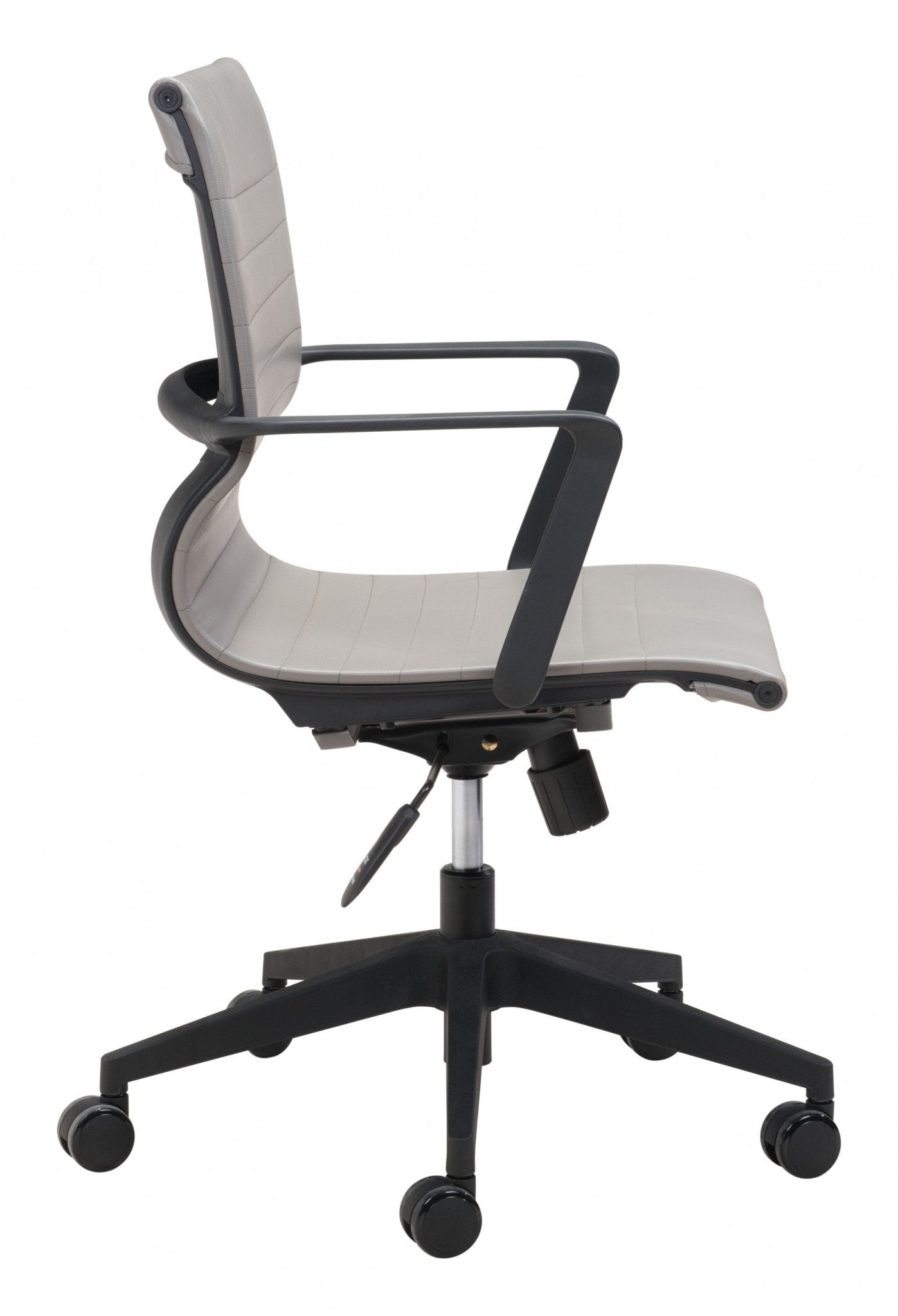 Gray Faux Leather Seat Swivel Adjustable Task Chair Metal Back Steel Frame - Tuesday Morning-Office Chairs