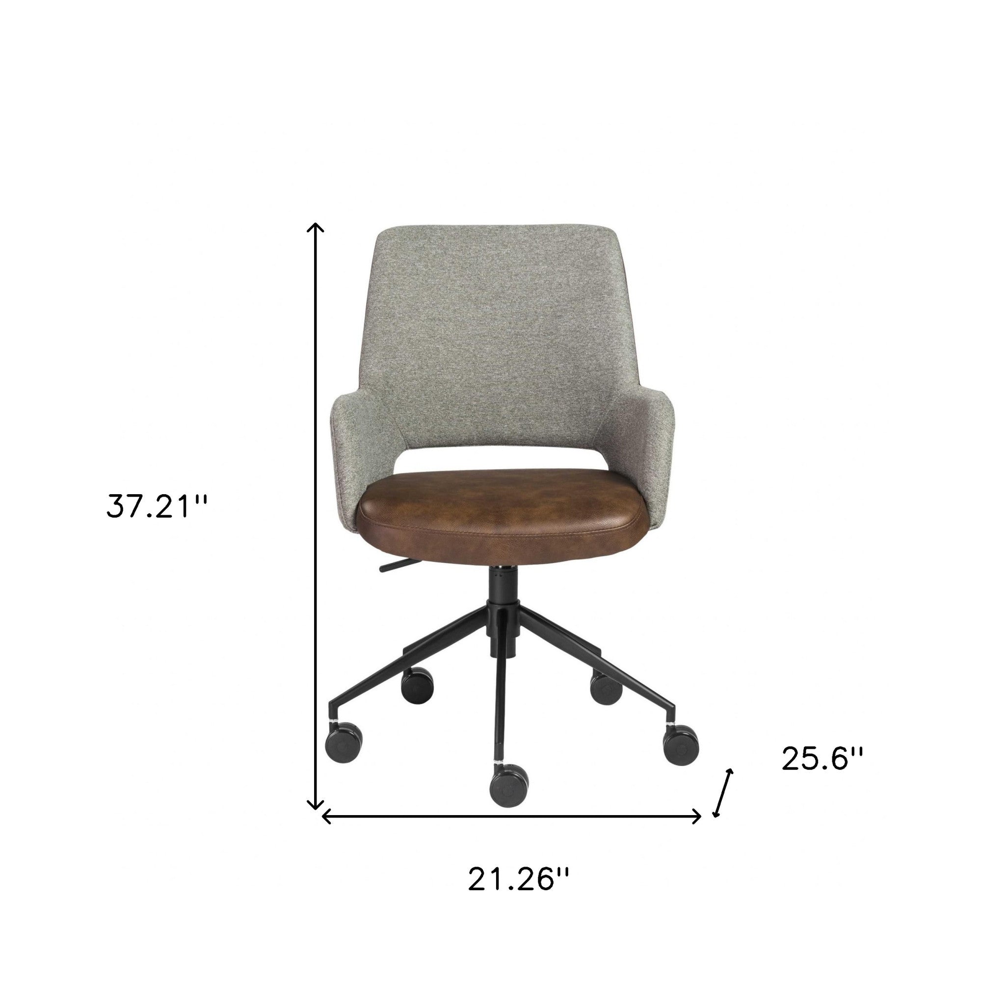 Gray Linen Seat Swivel Adjustable Task Chair Fabric Back Steel Frame - Tuesday Morning-Office Chairs