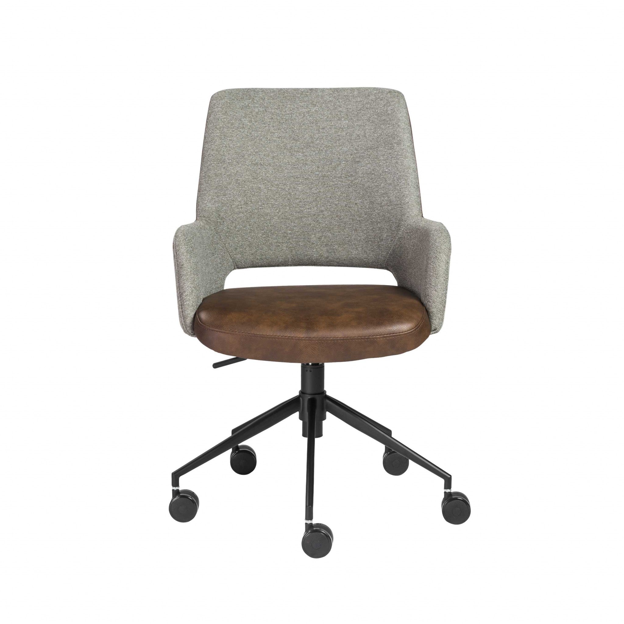 Gray-Linen-Seat-Swivel-Adjustable-Task-Chair-Fabric-Back-Steel-Frame-Office-Chairs