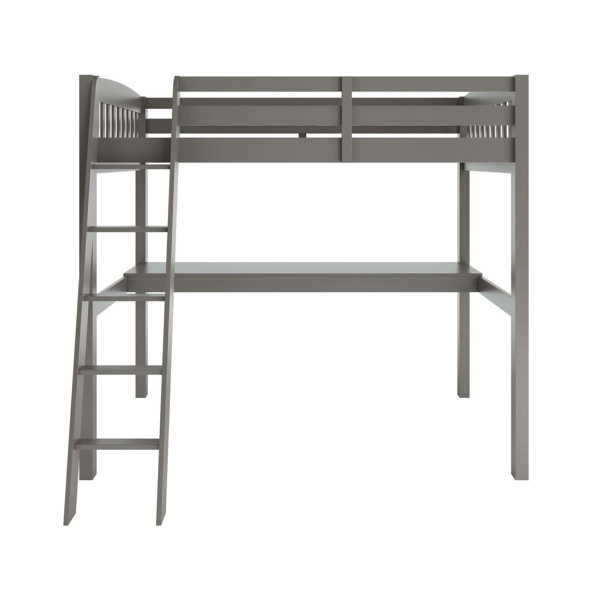 Gray Solid Wood Twin Size Loft Bed with Desk and Storage - Tuesday Morning-Loft Beds