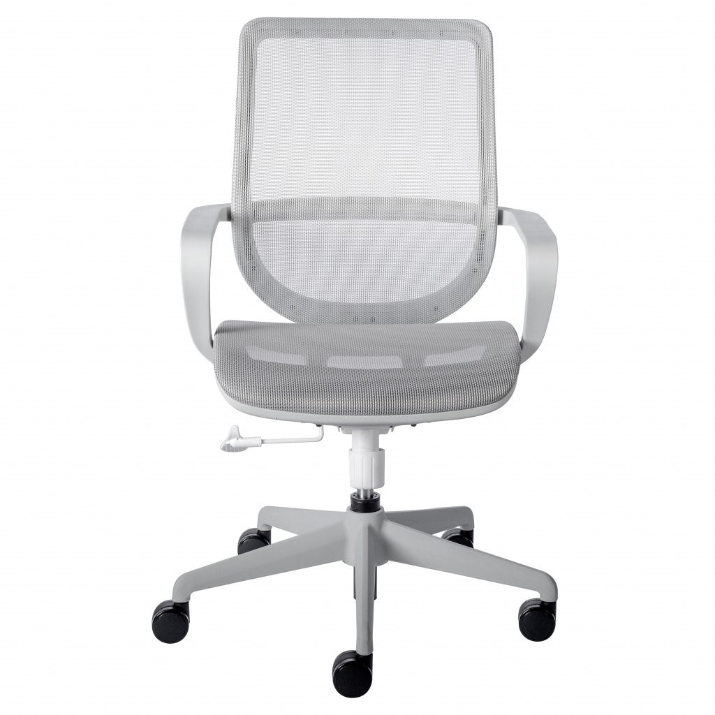 Gray-Swivel-Adjustable-Task-Chair-Mesh-Back-Plastic-Frame-Office-Chairs
