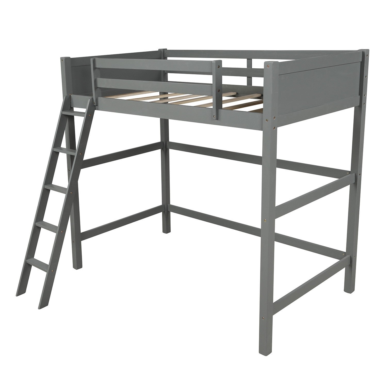 Gray Twin Size High Loft Bed - Tuesday Morning-Loft Beds