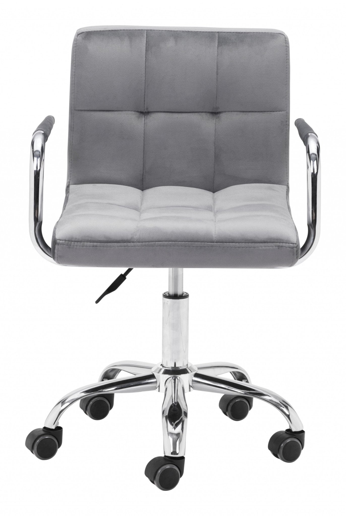 Gray Velvet Tufted Seat Swivel Adjustable Task Chair Metal Back Steel Frame - Tuesday Morning-Office Chairs