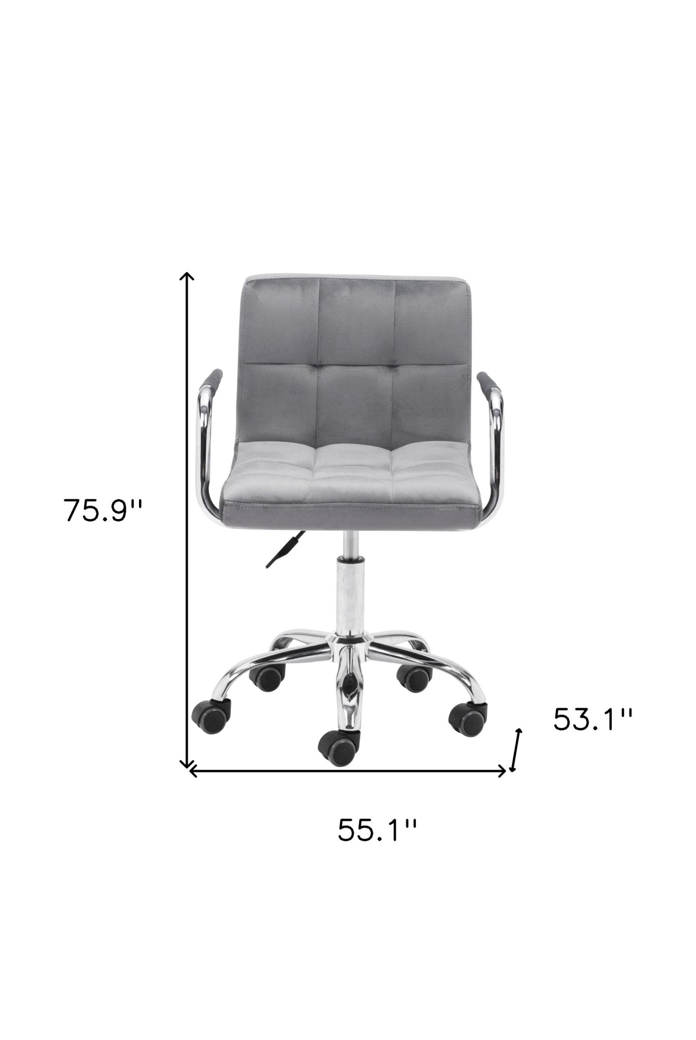 Gray Velvet Tufted Seat Swivel Adjustable Task Chair Metal Back Steel Frame - Tuesday Morning-Office Chairs