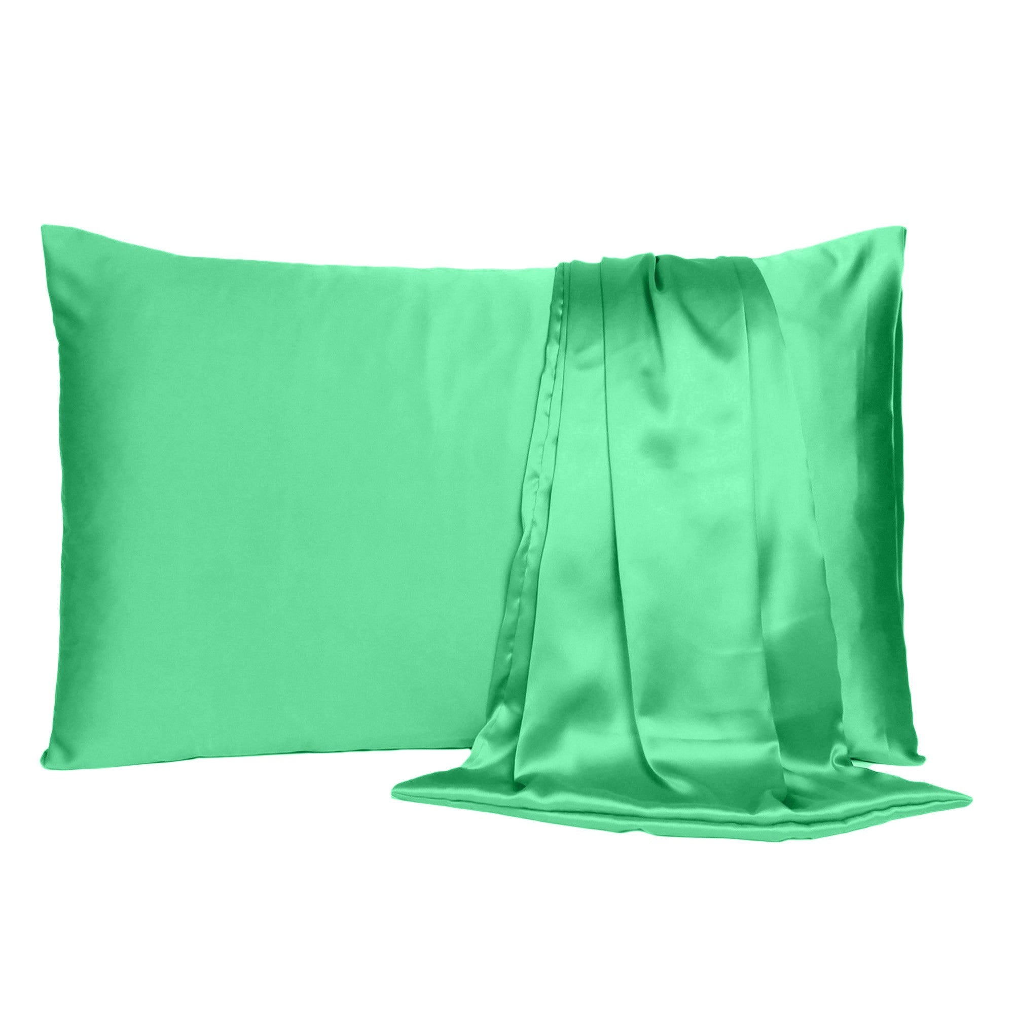 Green Dreamy Set Of 2 Silky Satin Standard Pillowcases - Tuesday Morning-Bed Sheets