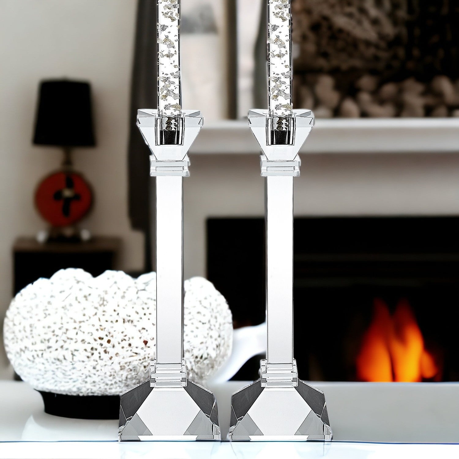 Hand Crafted Crystal Pair Classic Candle Holders - Tuesday Morning-Candle Holders