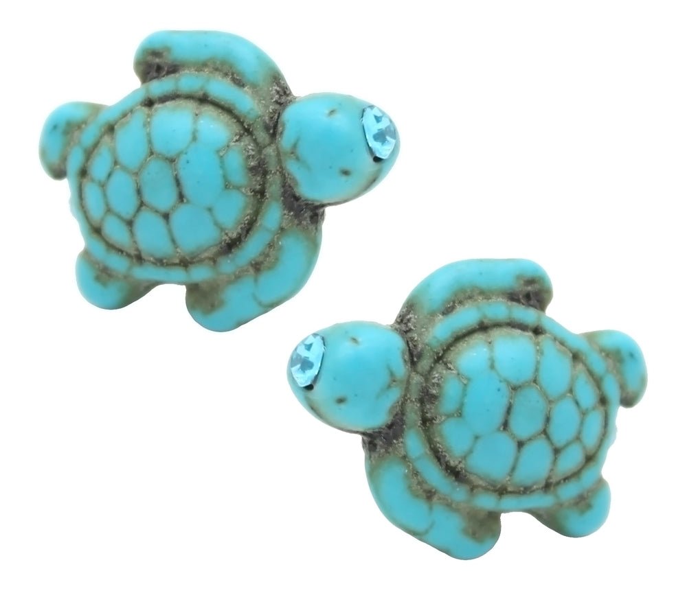 Hawaiian-Sea-Turtle-and-Aquamarine-Stud-Earrings-Earrings