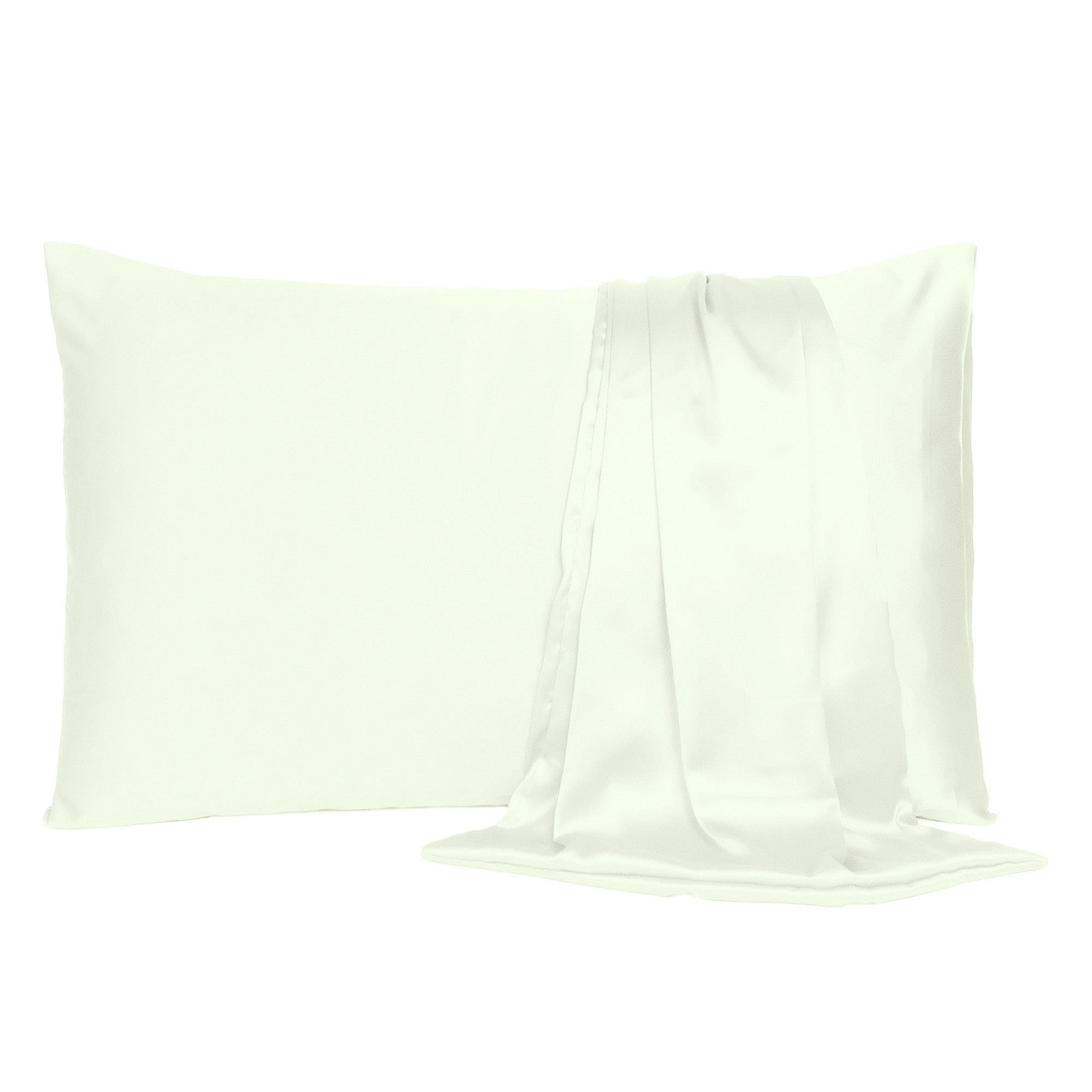 Ivory Dreamy Set Of 2 Silky Satin Queen Pillowcases - Tuesday Morning-Bed Sheets