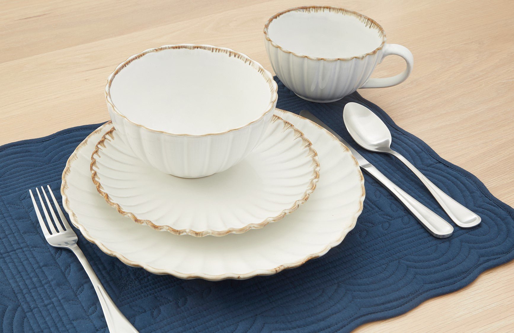 Ivory Sixteen Piece Round Ceramic Service For Four Dinnerware Set - Tuesday Morning-Dinnerware