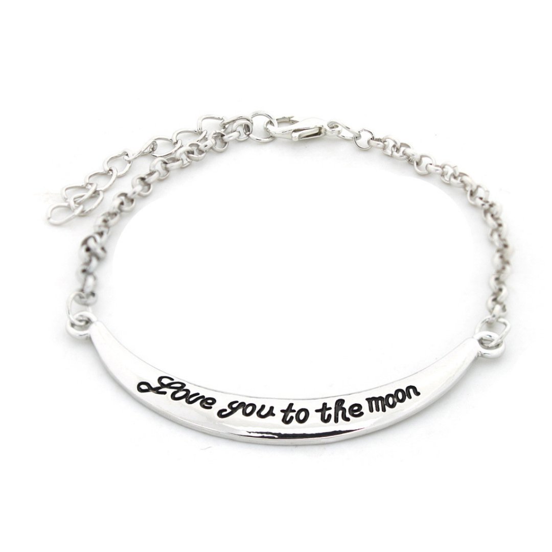Love You to the Moon and Back Bracelet in 14K White Gold - Tuesday Morning-Bracelets