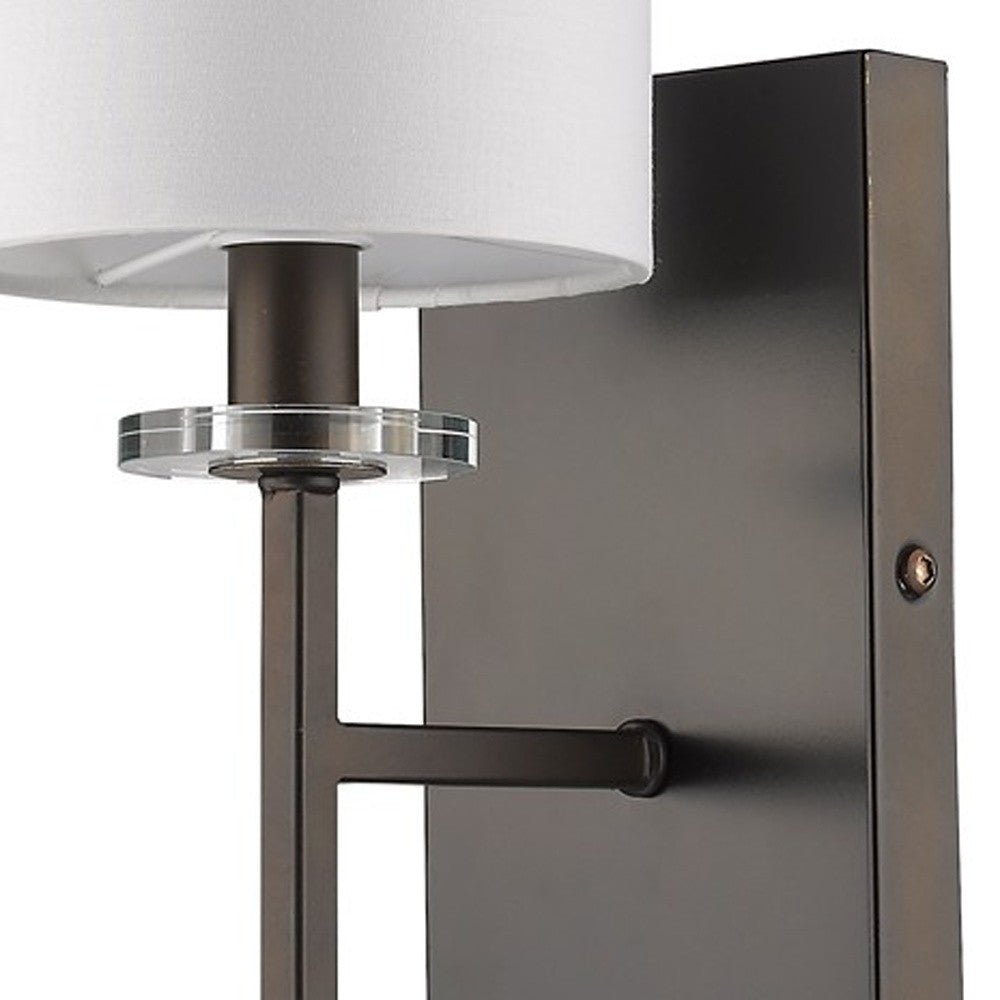 Minimalist Bronze Wall Sconce with Fabric Shade - Tuesday Morning-Wall Lighting