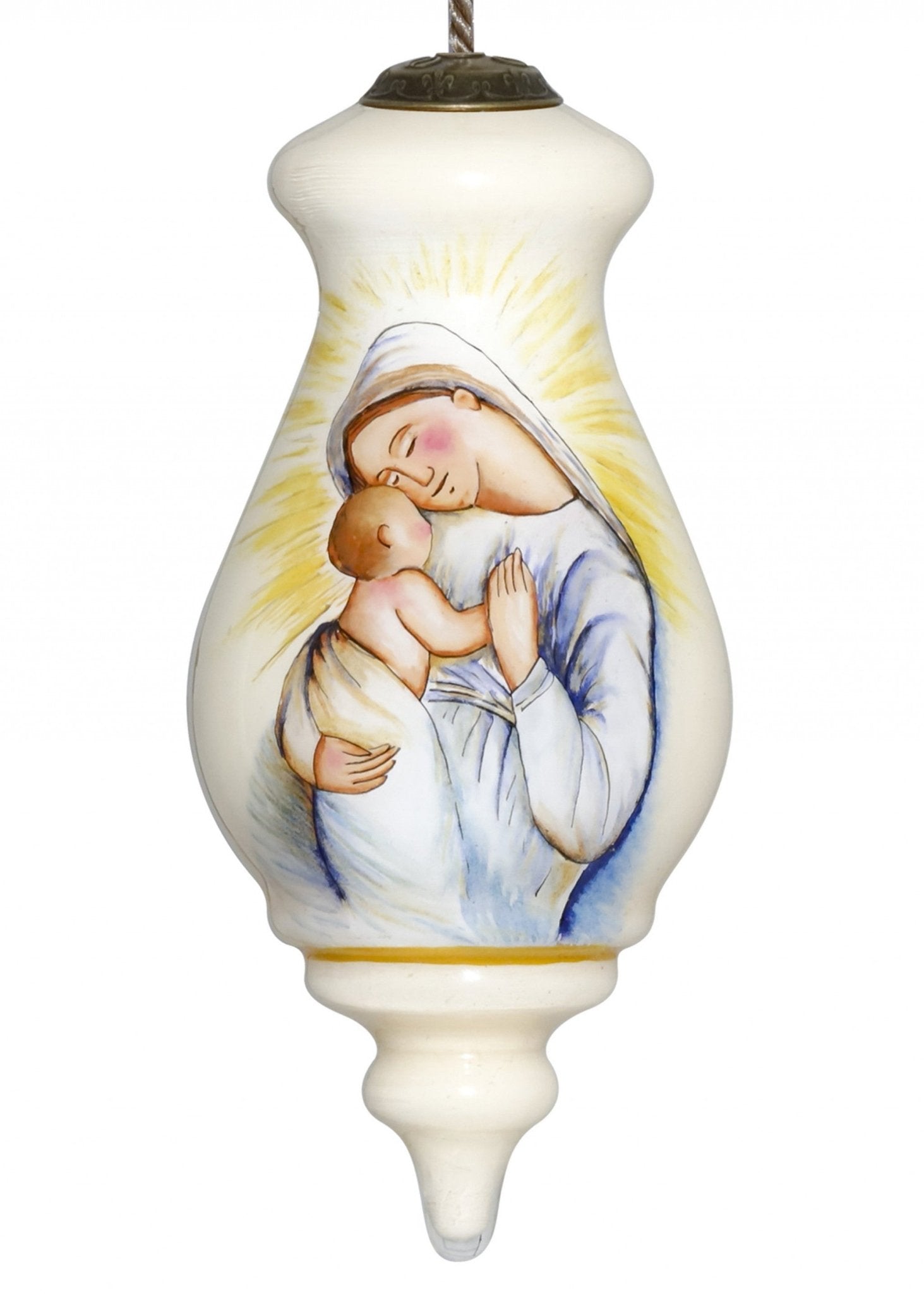Mother Mary with Baby Hand Painted Mouth Blown Glass Ornament - Tuesday Morning-Christmas Ornaments