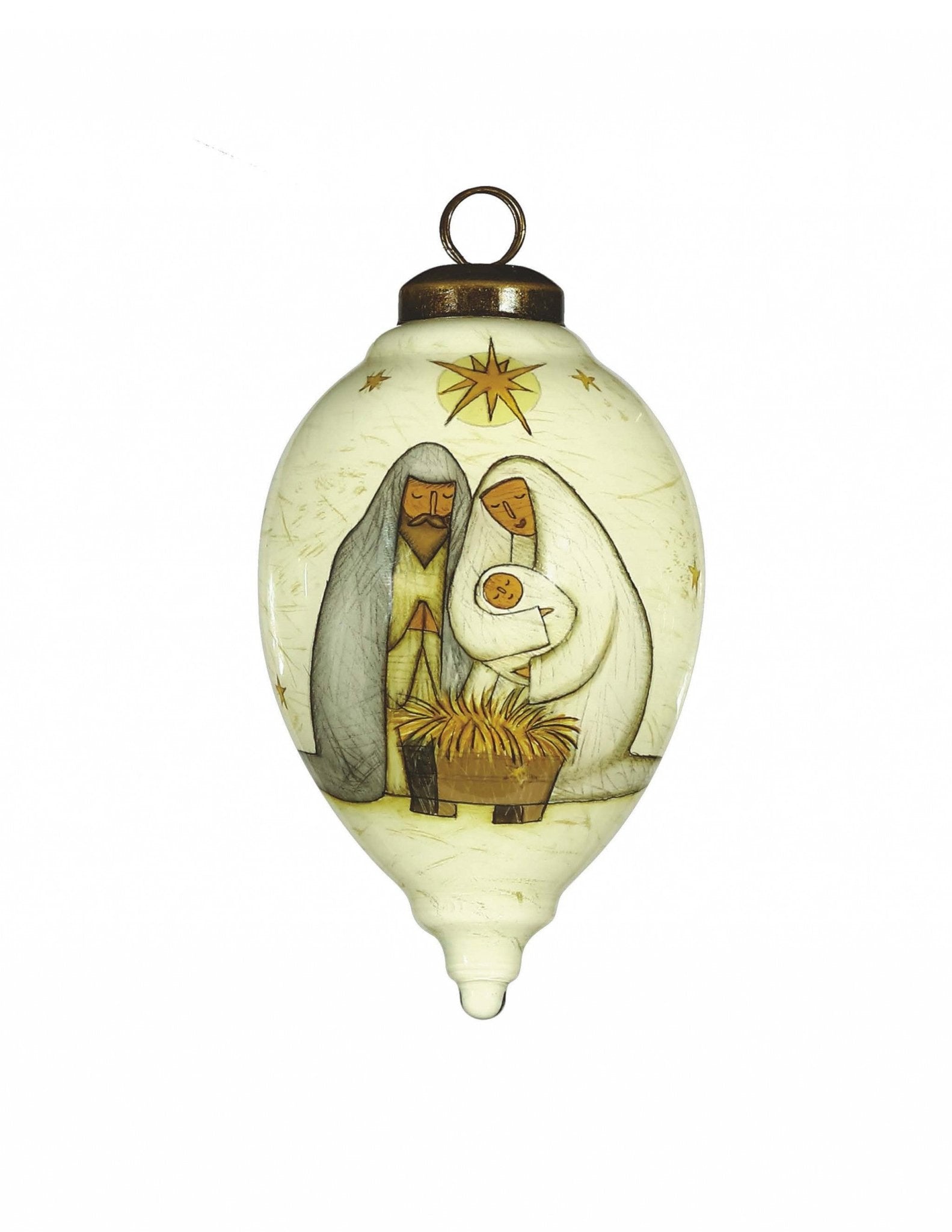Nativity Holy Family Hand Painted Mouth Blown Glass Ornament - Tuesday Morning-Christmas Ornaments