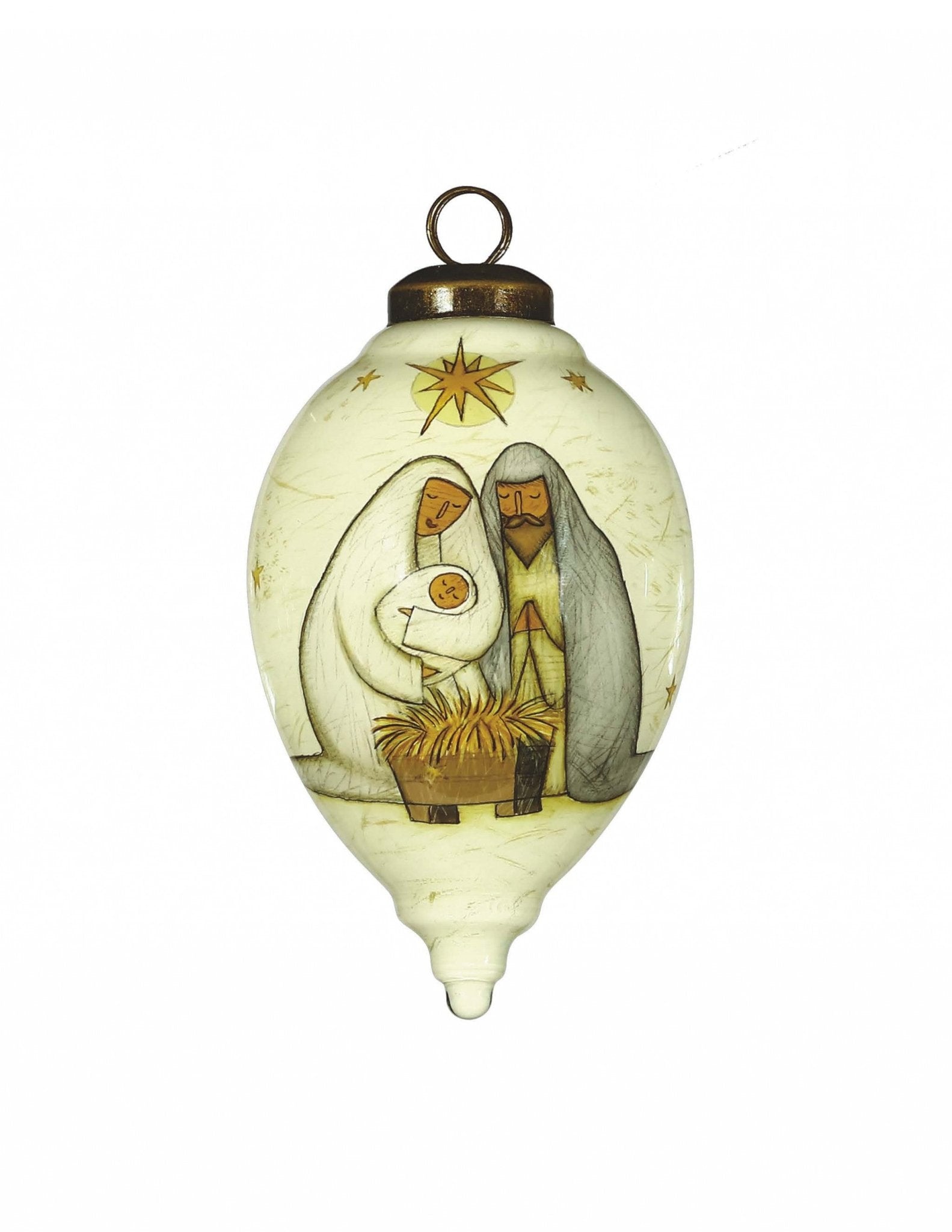 Nativity Holy Family Hand Painted Mouth Blown Glass Ornament - Tuesday Morning-Christmas Ornaments