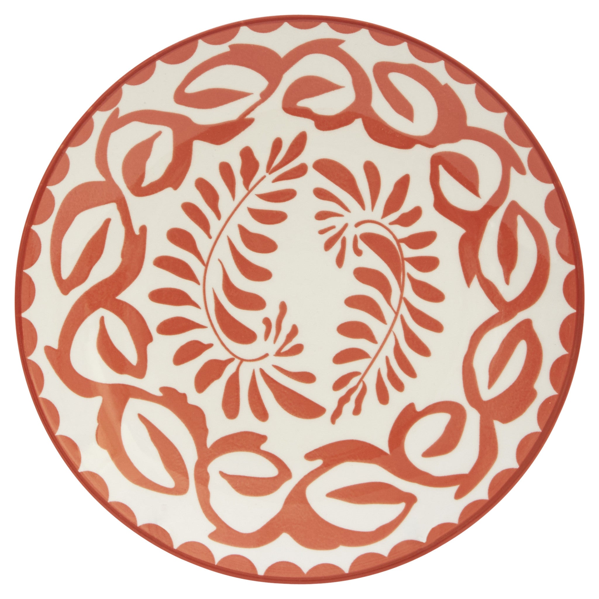Orange and White Sixteen Piece Round Leaves Ceramic Service For Four Dinnerware Set - Tuesday Morning-Dinnerware