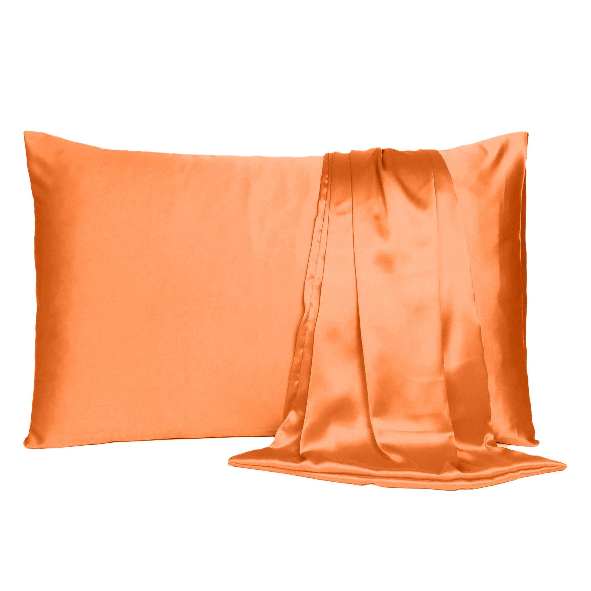 Orange Dreamy Set Of 2 Silky Satin Standard Pillowcases - Tuesday Morning-Bed Sheets