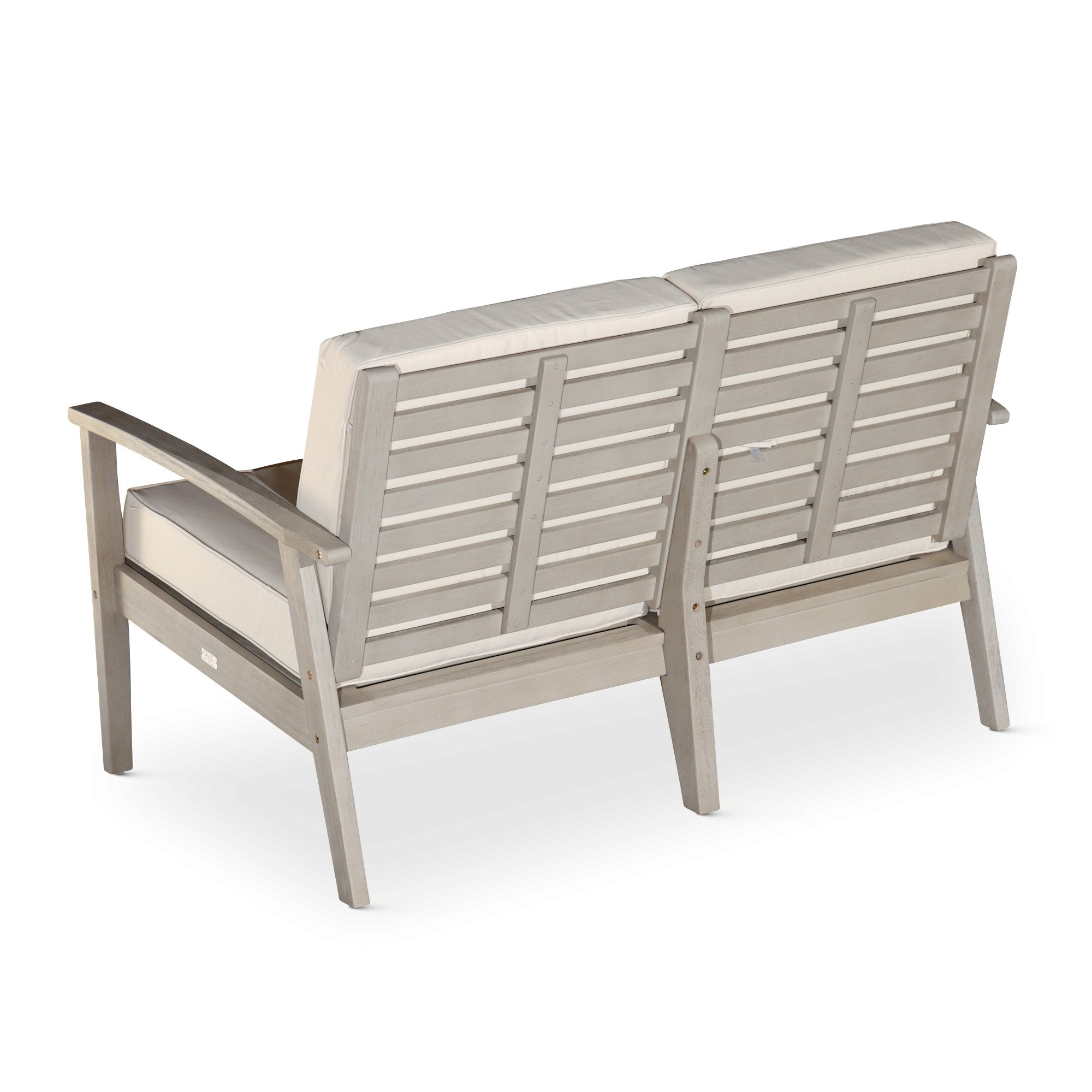 Outdoor Loveseat with Cushions, Driftwood Gray Finish, Navy Cushions - Tuesday Morning-Chairs & Seating