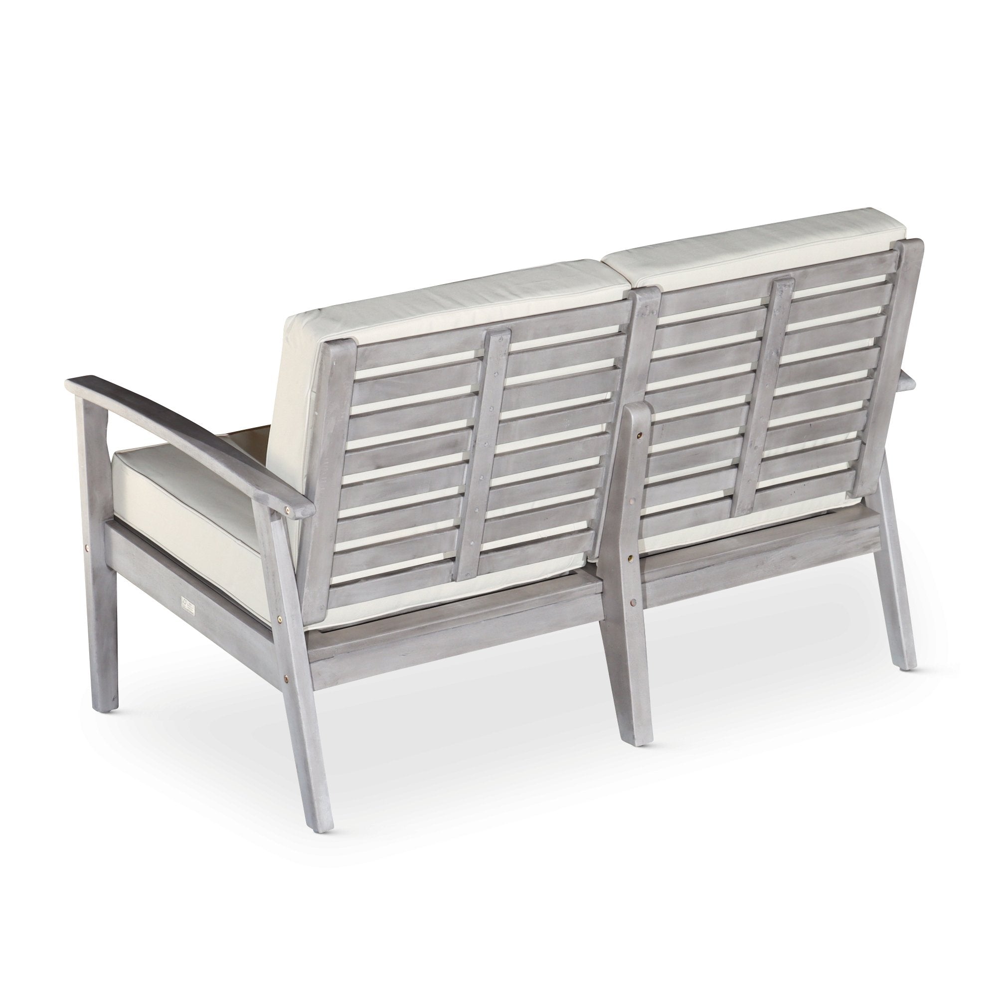 Outdoor Loveseat with Cushions, Driftwood Gray Finish, Sage Cushions - Tuesday Morning-Chairs & Seating