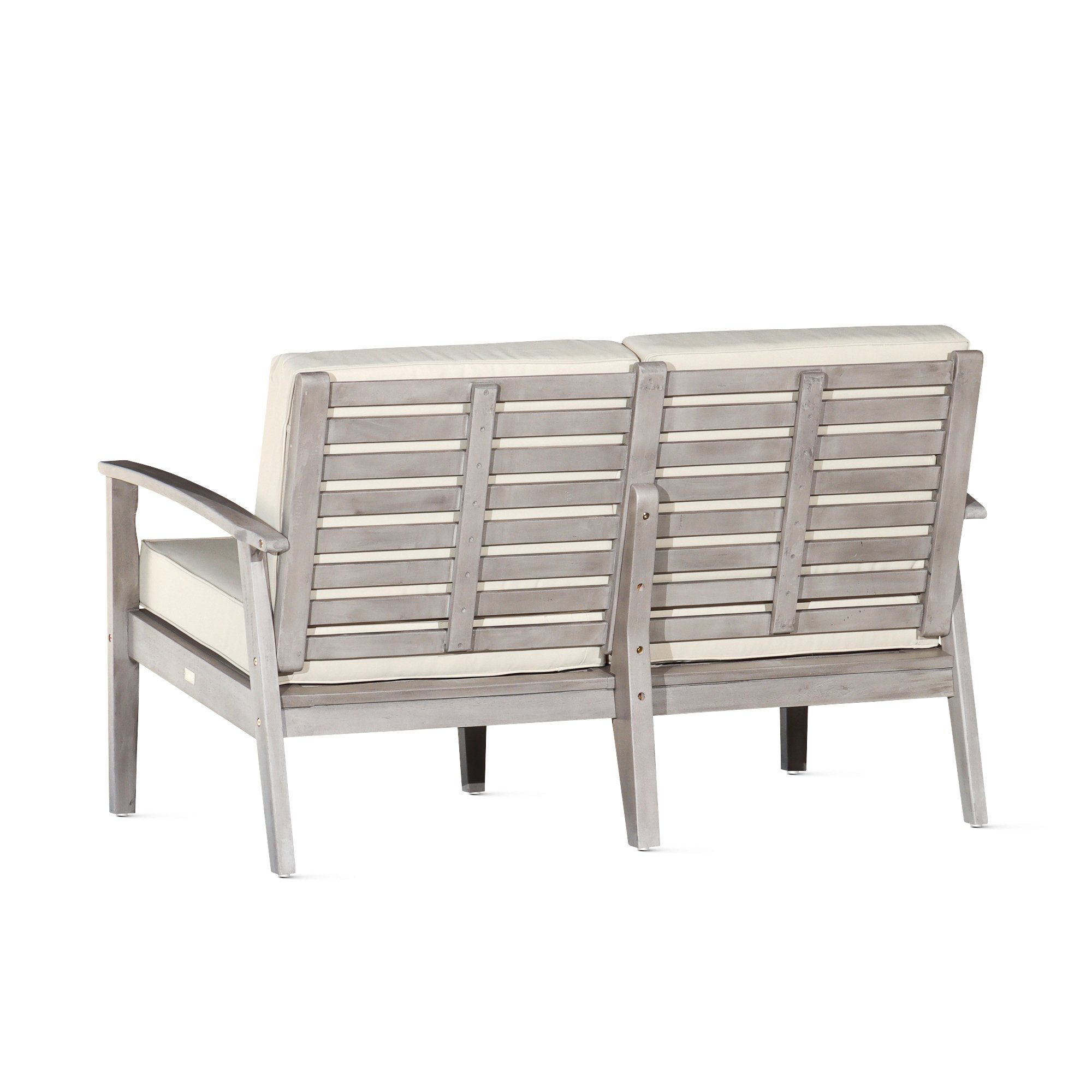 Outdoor Loveseat with Cushions, Driftwood Gray Finish, Sand Cushions - Tuesday Morning-Chairs & Seating