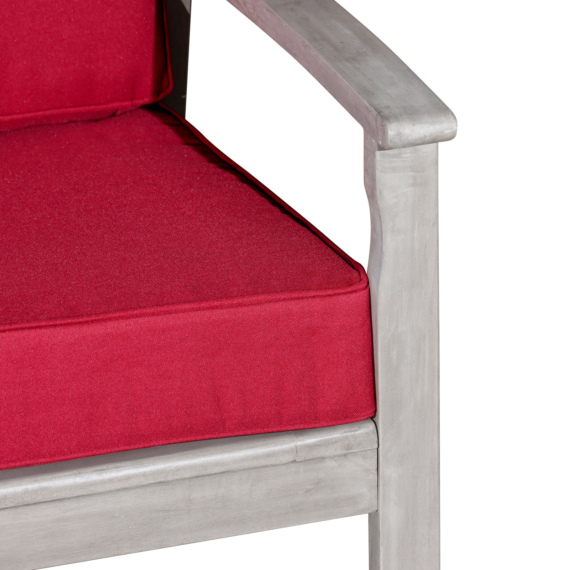 Outdoor Loveseat with Cushions, Silver Gray Finish, Burgundy Cushions - Tuesday Morning-Chairs & Seating
