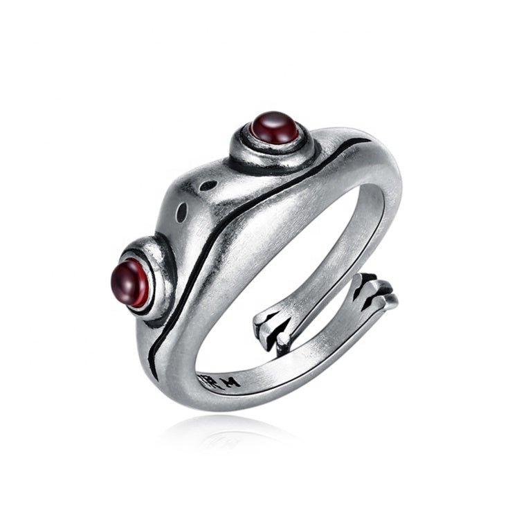 Oxidized-Silver-Artisan-Adjustable-Frog-Ring-Rings