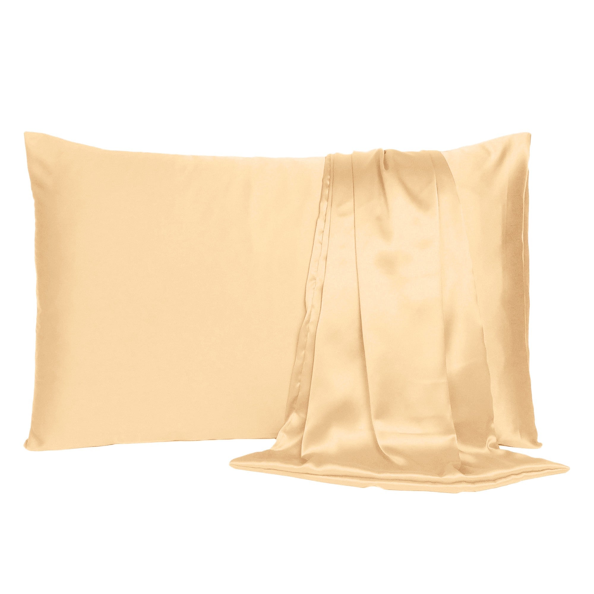 Pale Peach Dreamy Set Of 2 Silky Satin Standard Pillowcases - Tuesday Morning-Bed Sheets