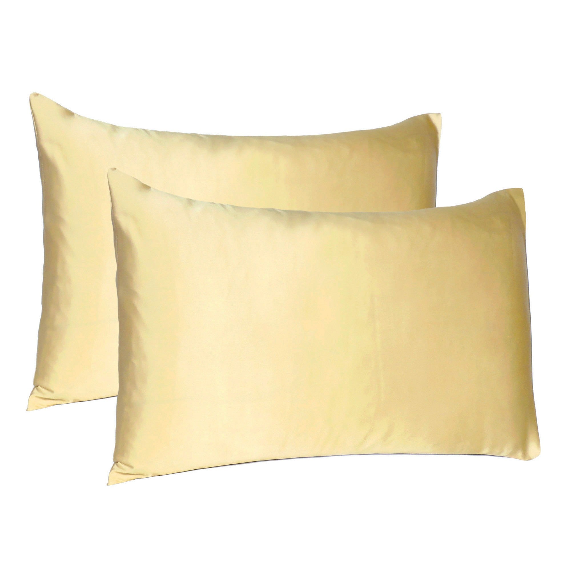 Pale-Yellow-Dreamy-Set-Of-2-Silky-Satin-Queen-Pillowcases-Bed-Sheets