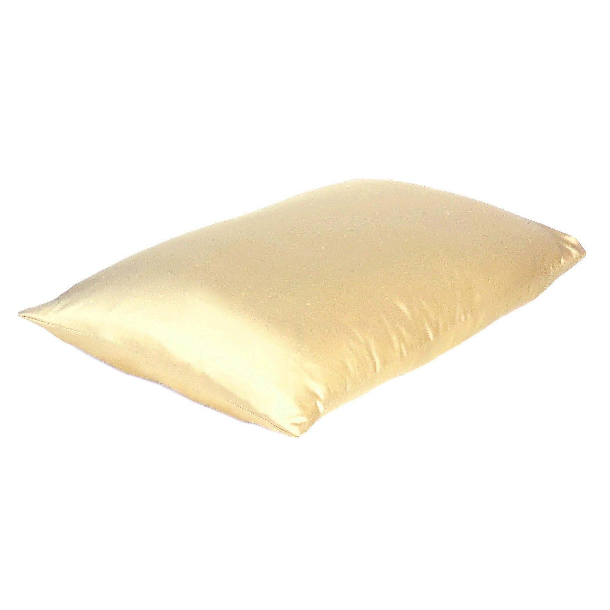 Pale Yellow Dreamy Set Of 2 Silky Satin Queen Pillowcases - Tuesday Morning-Bed Sheets