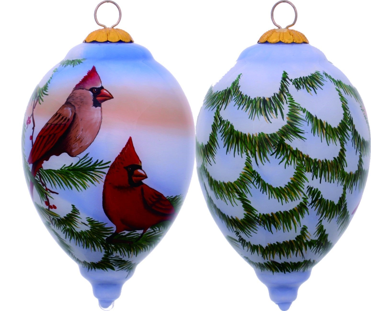 Perched-Winter-Cardinal-Hand-Painted-Mouth-Blown-Glass-Ornament-Christmas-Ornaments