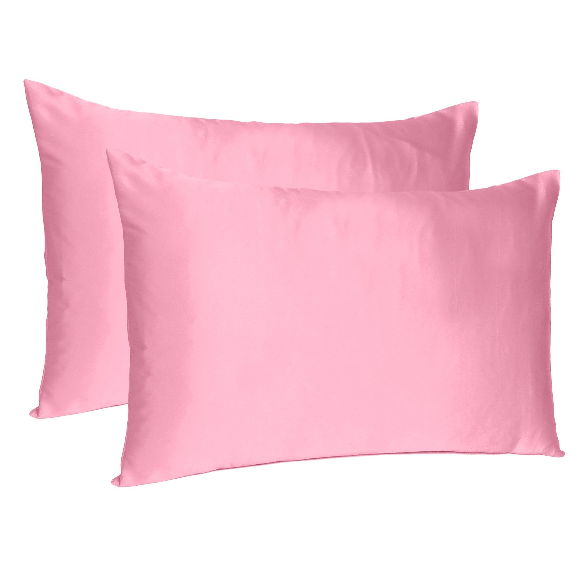 Pink-Rose-Dreamy-Set-Of-2-Silky-Satin-Standard-Pillowcases-Bed-Sheets