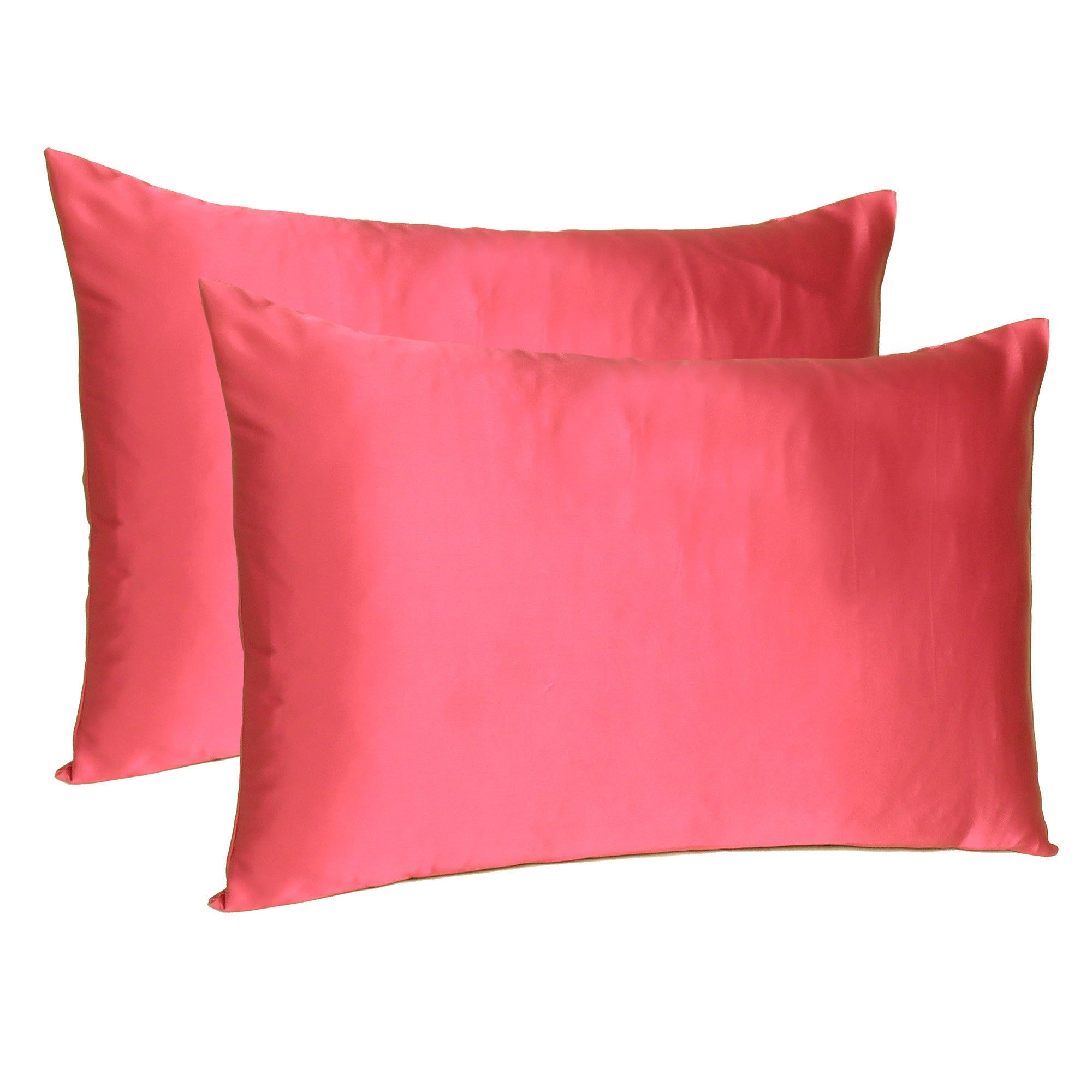 Poppy-Red-Dreamy-Set-Of-2-Silky-Satin-Queen-Pillowcases-Bed-Sheets