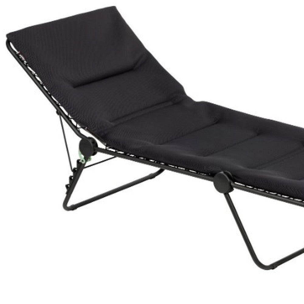 Premium Black Steel Black Cushion Chaise Lounge - Tuesday Morning-Outdoor Chairs