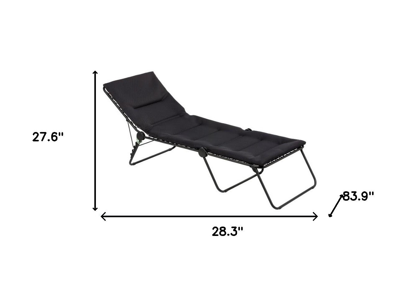 Premium Black Steel Black Cushion Chaise Lounge - Tuesday Morning-Outdoor Chairs