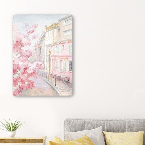 Pretty Pastel Pink Paris Street Unframed Print Wall Art - Tuesday Morning-Wall Art