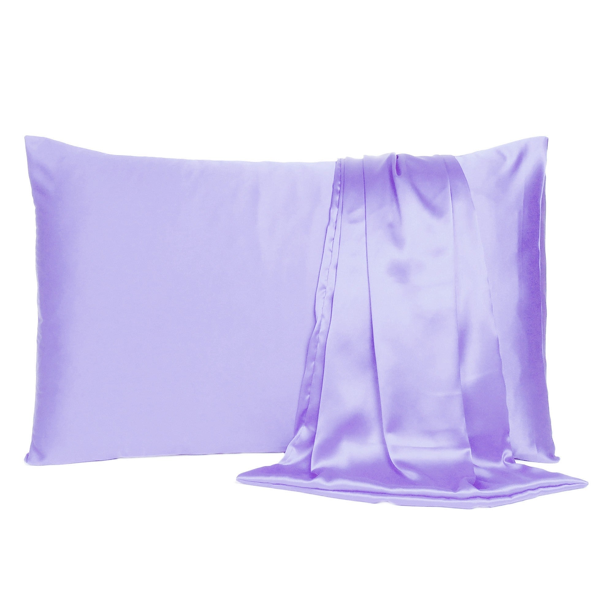 Purple Dreamy Set Of 2 Silky Satin Queen Pillowcases - Tuesday Morning-Bed Sheets