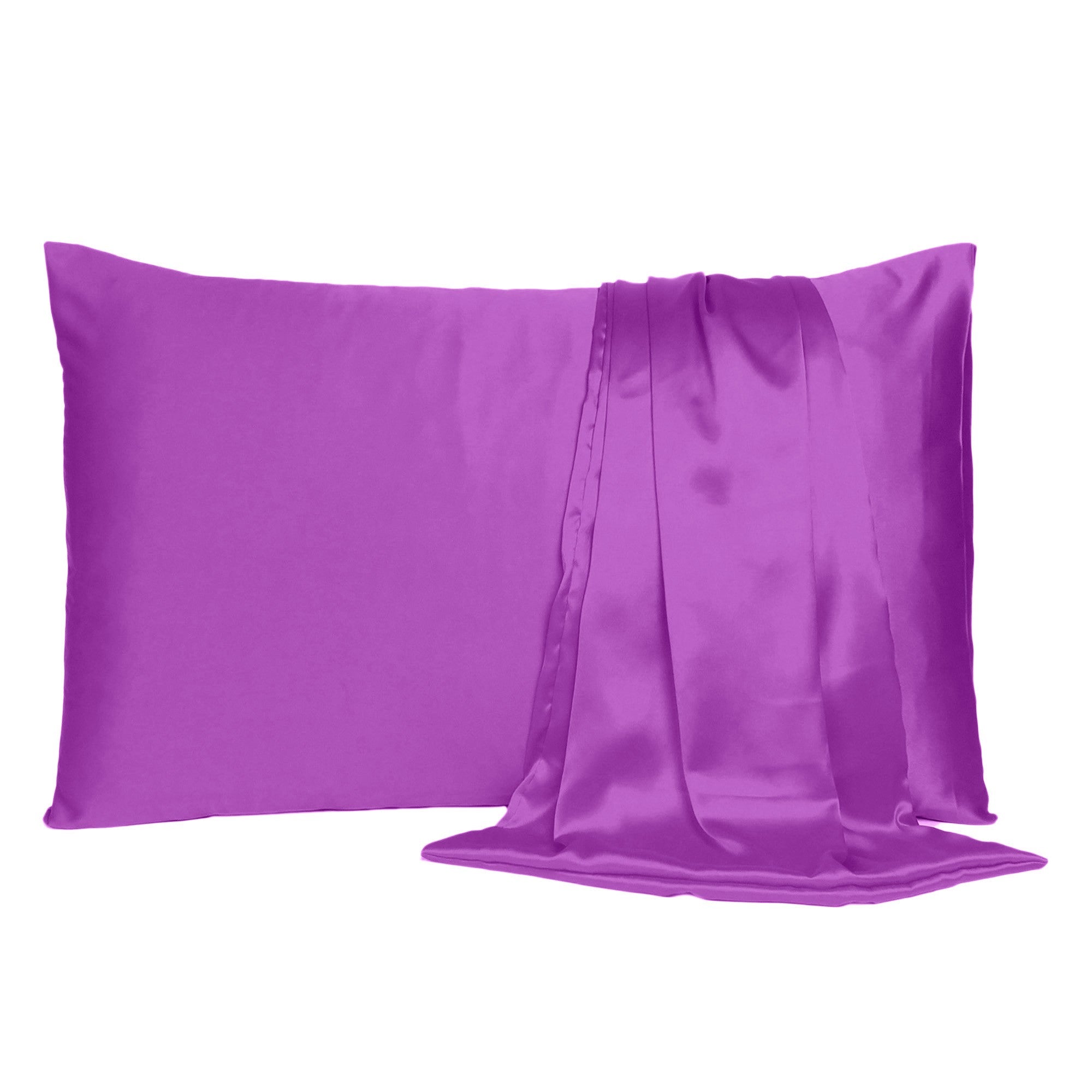 Purple Merlot Dreamy Set Of 2 Silky Satin Queen Pillowcases - Tuesday Morning-Bed Sheets
