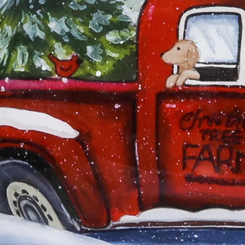Red Farm Truck with Tree Hand Painted Mouth Blown Glass Ornament - Tuesday Morning-Christmas Ornaments