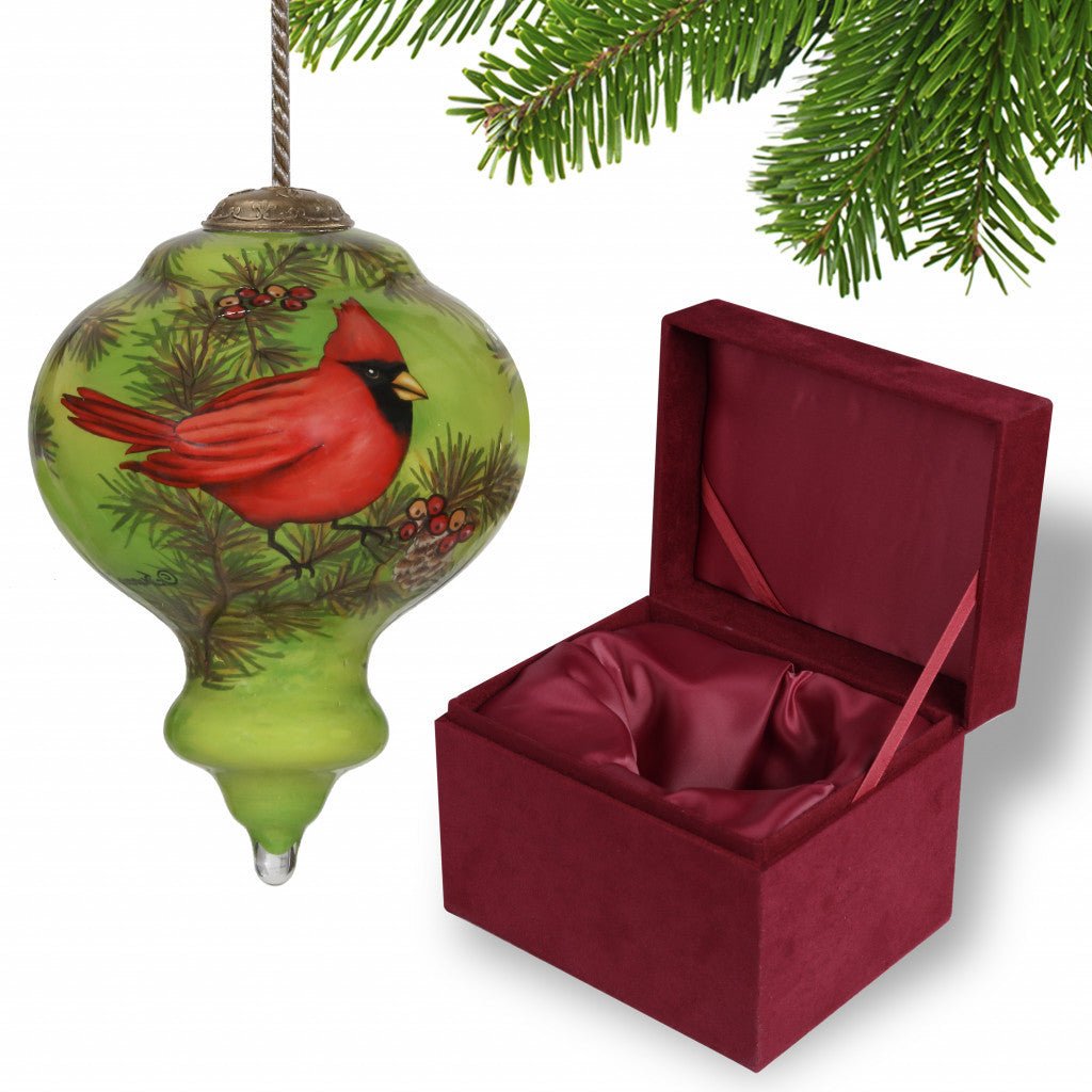 Red Majestic Cardinal Hand Painted Mouth Blown Glass Ornament - Tuesday Morning-Christmas Ornaments