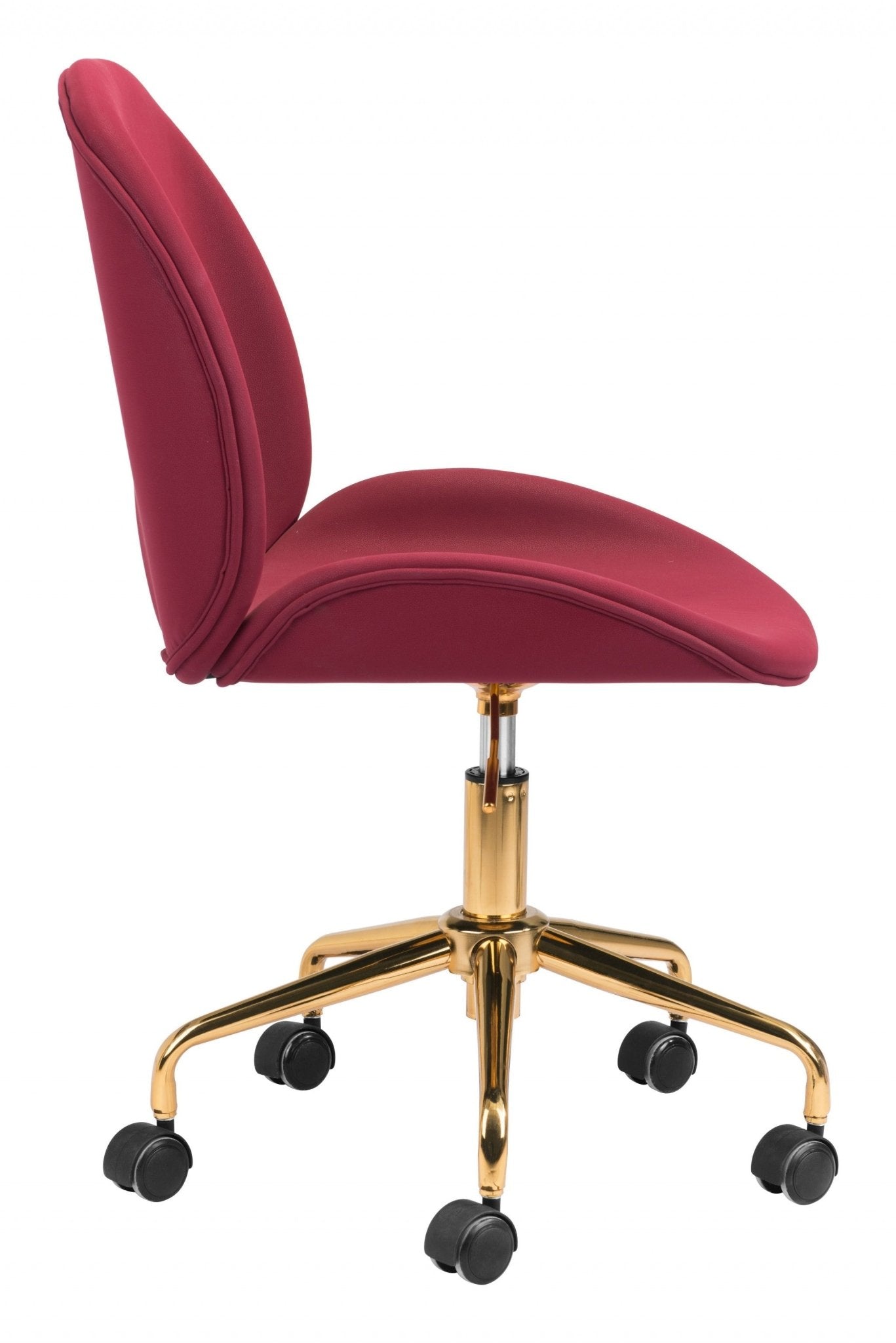 Red Velvet Seat Swivel Adjustable Task Chair Metal Back Steel Frame - Tuesday Morning-Office Chairs