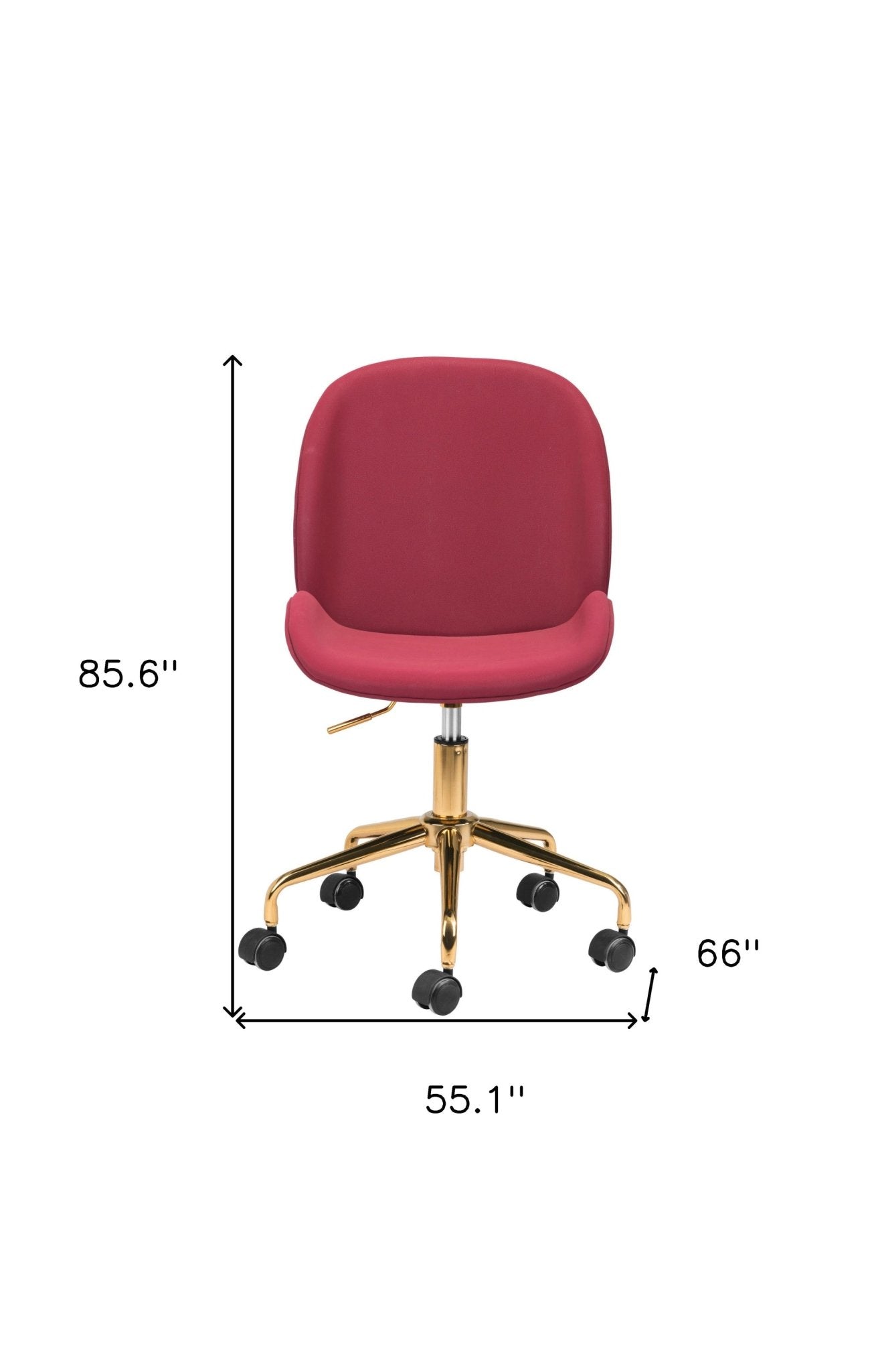 Red Velvet Seat Swivel Adjustable Task Chair Metal Back Steel Frame - Tuesday Morning-Office Chairs