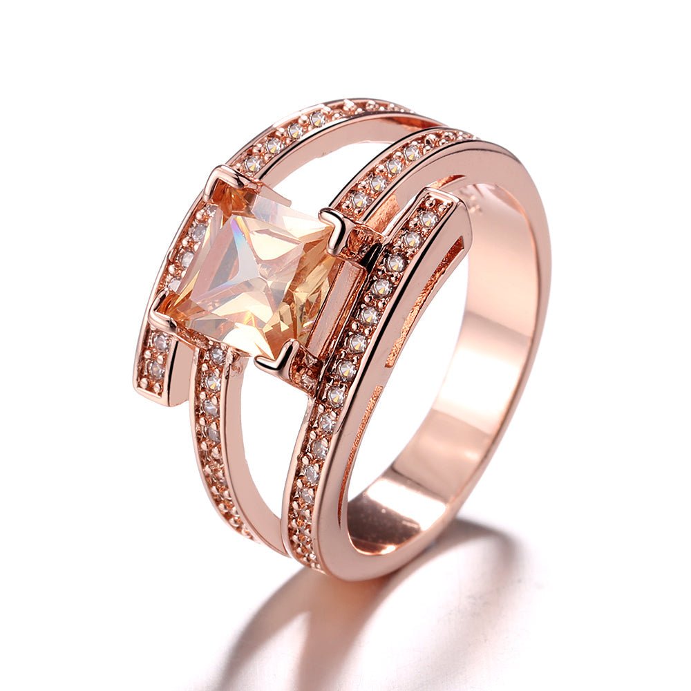 Rose-Gold-Over-Sterling-Silver-Champagne-Cubic-Zirconia-Cocktail-Ring-Rings